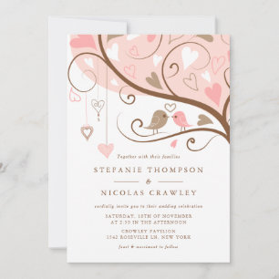 Invitation Whimsical Lovebirds Mariage