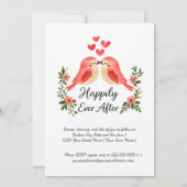 Invitation Whimsical Lovebirds Pink Hearts Wedding | (Dos)