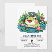 Invitation Whimsical Lovely Frog Digital Anniversaire (Devant / Derrière)
