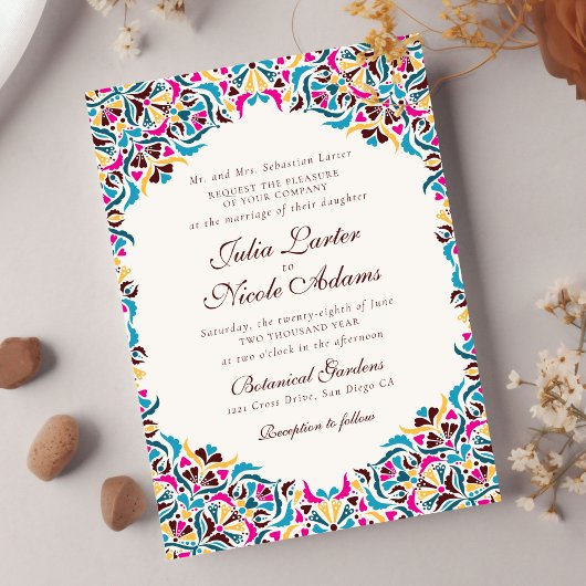 Invitation Whimsical Luxury ivoire Floral Style Mariage front