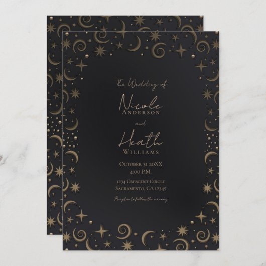 Invitation Whimsical Magic Céleste Mariage (Devant / Derrière)