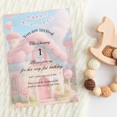 Invitation Whimsical Magic House Pink 1st Birthday