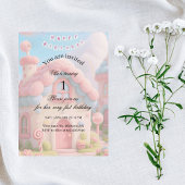 Invitation Whimsical Magic House Pink 1st Birthday