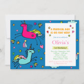 Invitation Whimsical Magique Unicorn fête d'anniversaire (Dos)