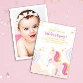 Invitation Whimsical magique unicorne anniversaire arc-en-cie