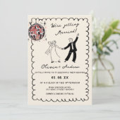 Invitation Whimsical Main dessinée Retro Photo Funky Mariage (Debout devant)