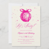 Invitation Whimsical Main Tirée Disco Rose N'Importe Quel Âge (Devant)