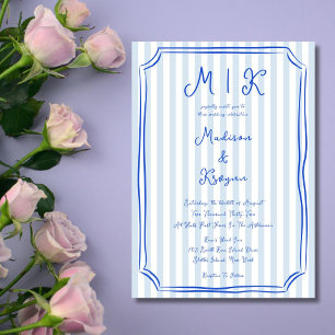 Invitation Whimsical manuscrit bleu Mariage français