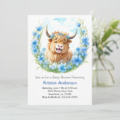 Invitation Whimsical Meadow Highland Cow Boy Baby shower (Debout devant)