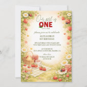 Invitation Whimsical Meadow Lady Bug 1st Birthday (Devant)
