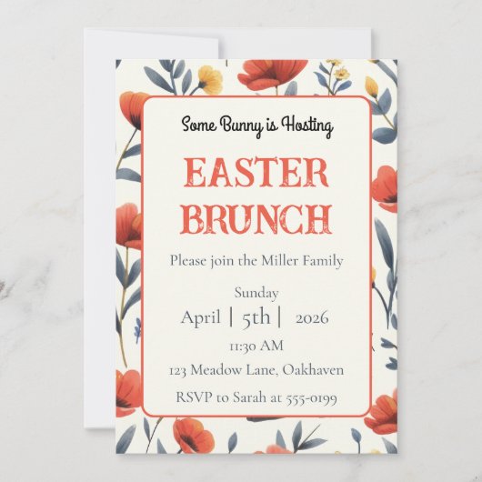 Invitation Whimsical Meadow Personalized Easter Brunch (Devant)