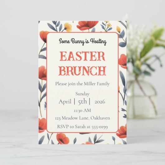 Invitation Whimsical Meadow Personalized Easter Brunch (Debout devant)