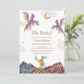 Invitation Whimsical Médiéval Fairytale Baby shower Dragon (Debout devant)