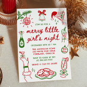 Invitation Whimsical Merry Little Girl's Night Christmas