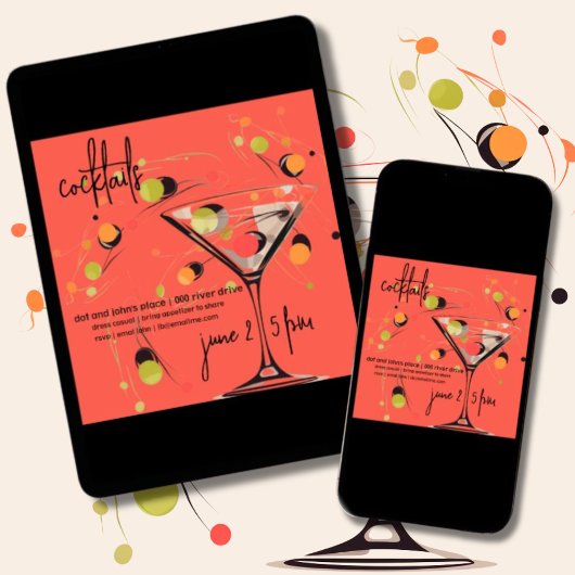 Invitation Whimsical Mid Century Moderne Cocktail Hour