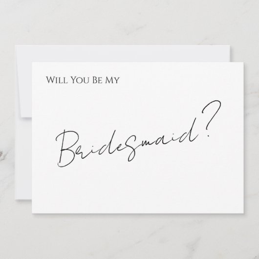 Invitation Whimsical Minimal Script Bridesmaid Proposal Card (Devant)