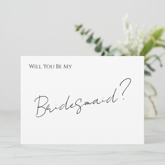 Invitation Whimsical Minimal Script Bridesmaid Proposal Card (Debout devant)