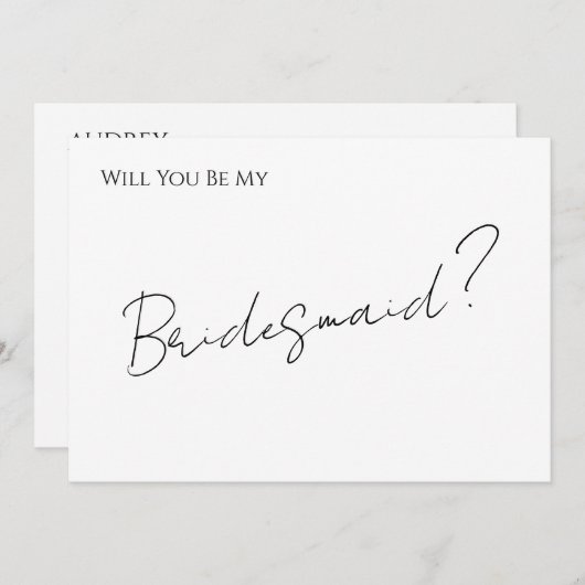 Invitation Whimsical Minimal Script Bridesmaid Proposal Card (Devant / Derrière)
