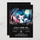 Invitation Whimsical Modern Chat Anniversaire (Devant / Derrière)