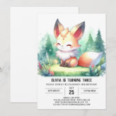 Invitation Whimsical Modern Fox Anniversaire numérique (Devant / Derrière)