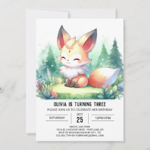 Invitation Whimsical Modern Fox Anniversaire numérique