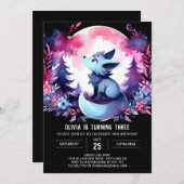 Invitation Whimsical Modern Wolf Anniversaire (Devant / Derrière)