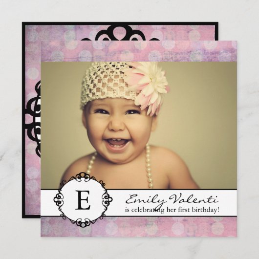 Invitation Whimsical & moderne Anniversaire (Devant / Derrière)