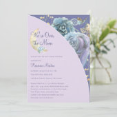 Invitation Whimsical Moon Purple Over The Moon Baby Shower (Debout devant)