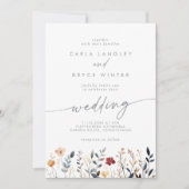 Invitation Whimsical Multicolor Wildflower Front Back Wedding (Devant)