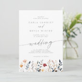 Invitation Whimsical Multicolor Wildflower Front Back Wedding (Debout devant)