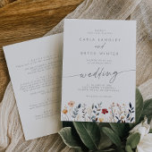 Invitation Whimsical Multicolor Wildflower Front Back Wedding