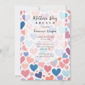 Invitation Whimsical Multicolored Hearts Mothers Day Party (Devant)