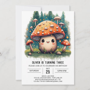 Invitation Whimsical Mushroom Editable Anniversaire Invitatio