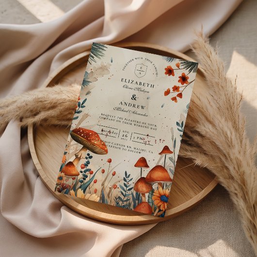 Invitation Whimsical Mushroom Forest Wedding