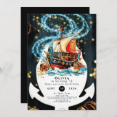 Invitation Whimsical Nautical Pirate Ship Anniversaire (Devant / Derrière)
