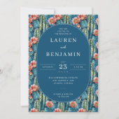 Invitation Whimsical Navy Botanical Cactus (Devant)