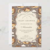 Invitation Whimsical Neutral Safari Lion Baby Shower (Devant)