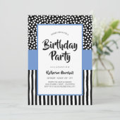 Invitation Whimsical noir blanc et violet Anniversaire (Debout devant)