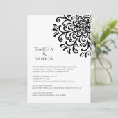 Invitation Whimsical noir et blanc Mariage (Debout devant)