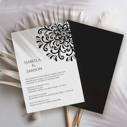 Invitation Whimsical noir et blanc Mariage