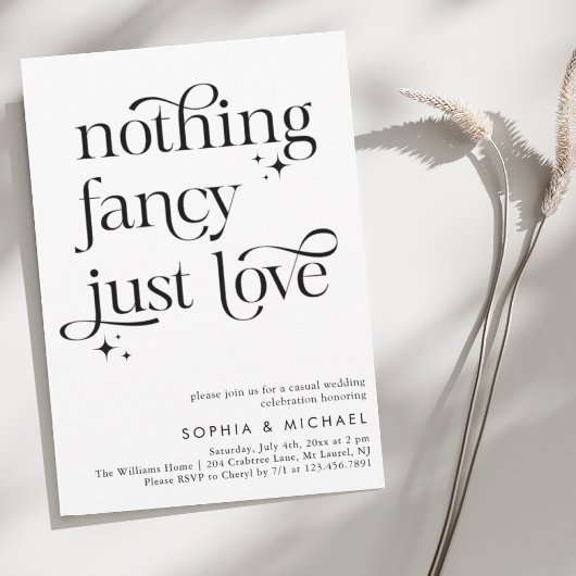 Invitation Whimsical Nothing Fancy Just Love Décontracté Mari