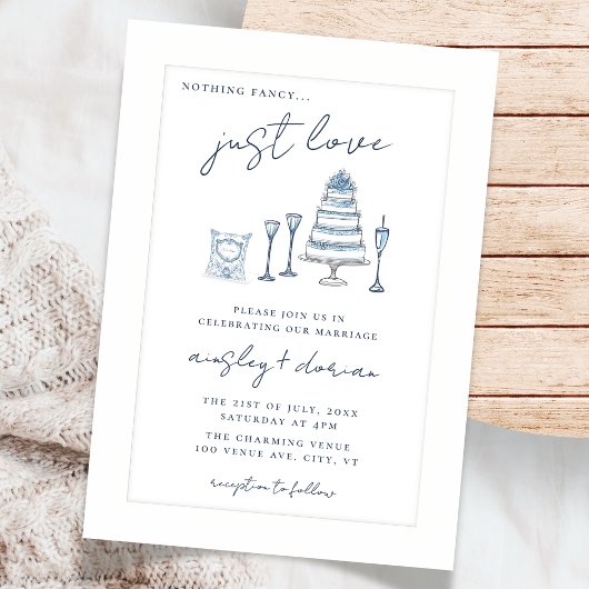 Invitation Whimsical Nothing Fancy Just Love Mariage Doodle