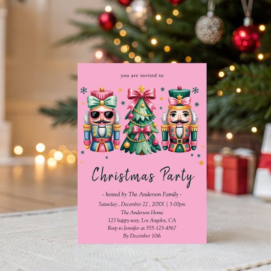 Invitation Whimsical Nutcracker& Christmas Tree Holiday Party