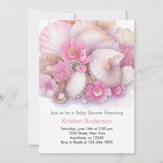 Invitation Whimsical Ocean Boho Bliss Girl Baby shower (Devant)