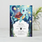 Invitation Whimsical Ocean sous-marine Tortue Anniversaire (Debout devant)