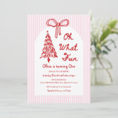 Invitation Whimsical Oh What Fun Girl 1st Birthday Photo (Debout devant)