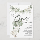 Invitation Whimsical One Silly Goose 1st Birthday (Devant)