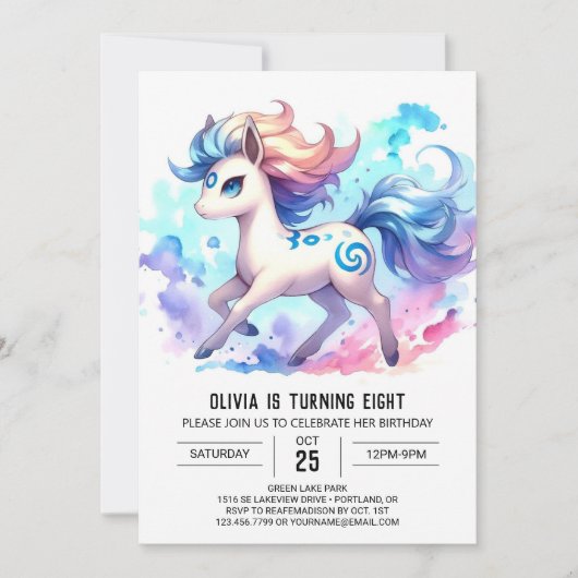 Invitation Whimsical Online Cheval Anniversaire (Devant)
