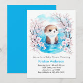 Invitation Whimsical Otter Blue Bliss Baby shower garçon (Devant / Derrière)