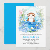 Invitation Whimsical Otter's Watercolor Boy Baby shower (Devant / Derrière)